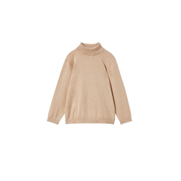 Fine gauge knit turtleneck sweater with long sleeves. Natural - Picture 1 of 3